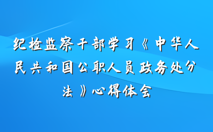 纪检监察干部学习《中华人民共和国公职人员政务处分法》心得体会