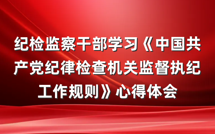 纪检监察干部学习《中国共产党纪律检查机关监督执纪工作规则》心得体会