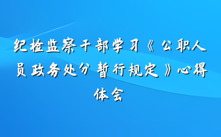 纪检监察干部学习《公职人员政务处分暂行规定》心得体会