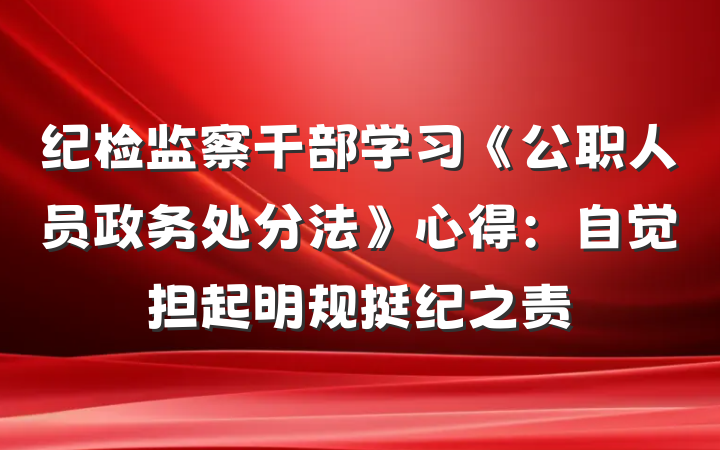 纪检监察干部学习《公职人员政务处分法》心得：自觉担起明规挺纪之责