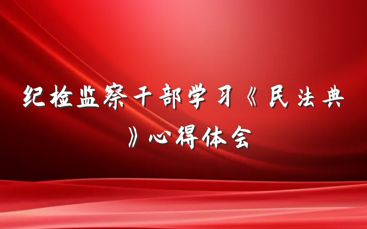 纪检监察干部学习《民法典》心得体会
