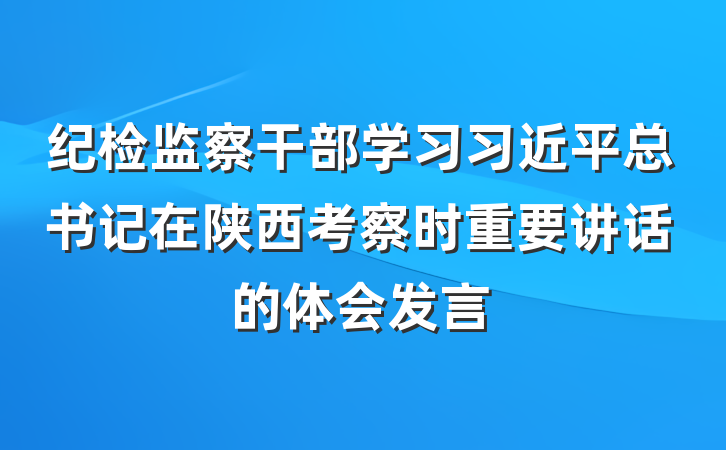 纪检监察干部学习习近平总书记在陕西考察时重要讲话的体会发言