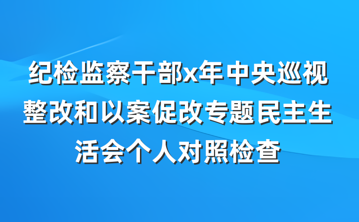 纪检监察干部x年中央巡视整改和以案促改专题民主生活会个人对照检查