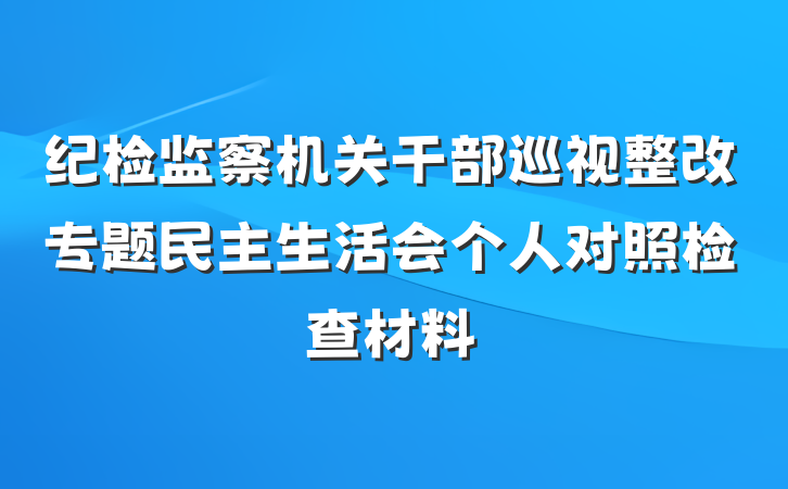 纪检监察机关干部巡视整改专题民主生活会个人对照检查材料