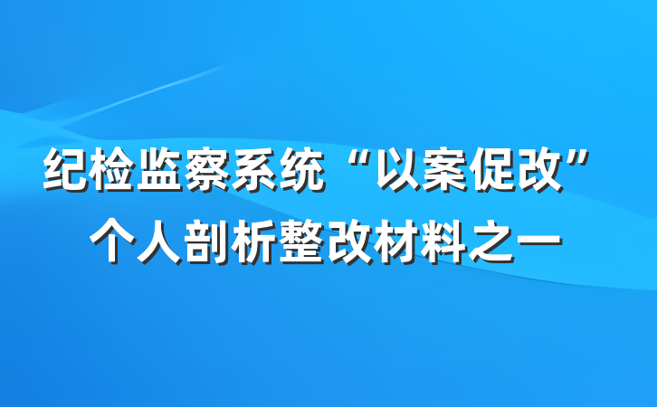 纪检监察系统“以案促改”个人剖析整改材料之一