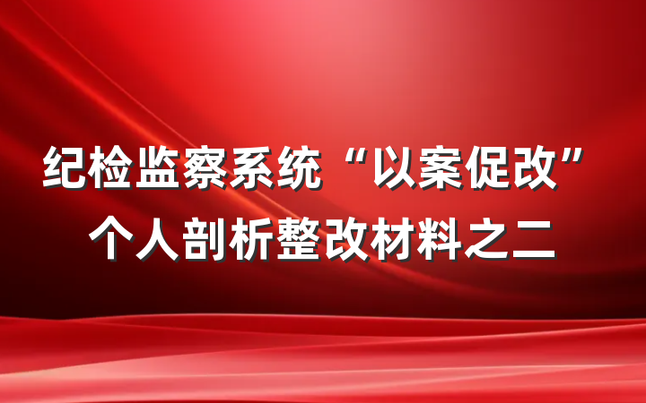 纪检监察系统“以案促改”个人剖析整改材料之二