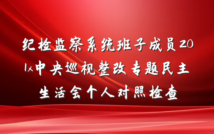 纪检监察系统班子成员201x中央巡视整改专题民主生活会个人对照检查
