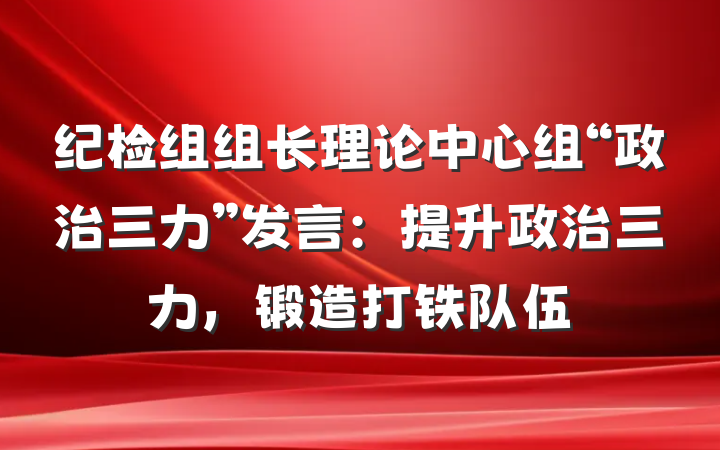 纪检组组长理论中心组“政治三力”发言：提升政治三力，锻造打铁队伍