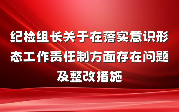 纪检组长关于在落实意识形态工作责任制方面存在问题及整改措施