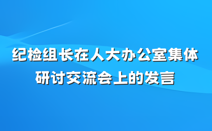 纪检组长在人大办公室集体研讨交流会上的发言