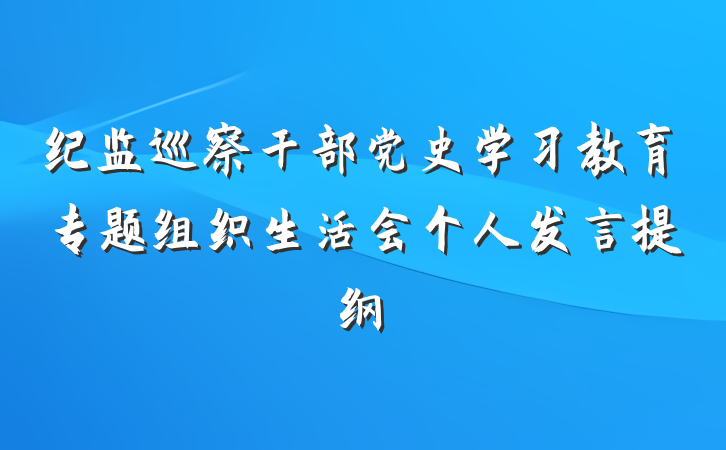 纪监巡察干部党史学习教育专题组织生活会个人发言提纲