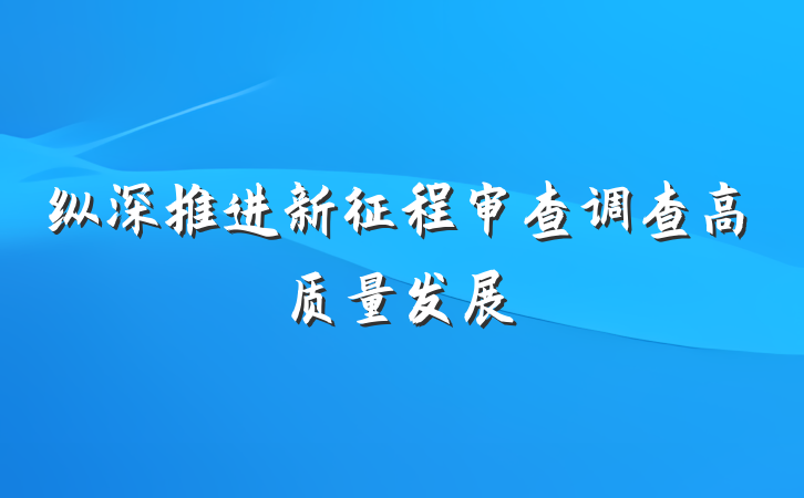 纵深推进新征程审查调查高质量发展