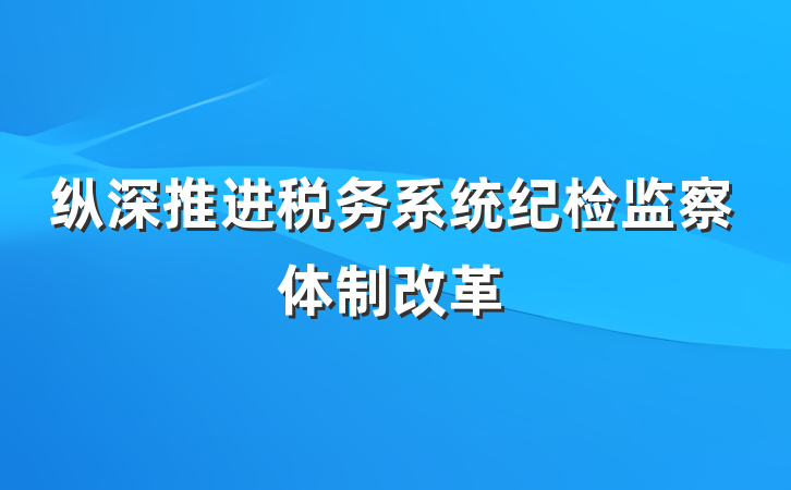 纵深推进税务系统纪检监察体制改革