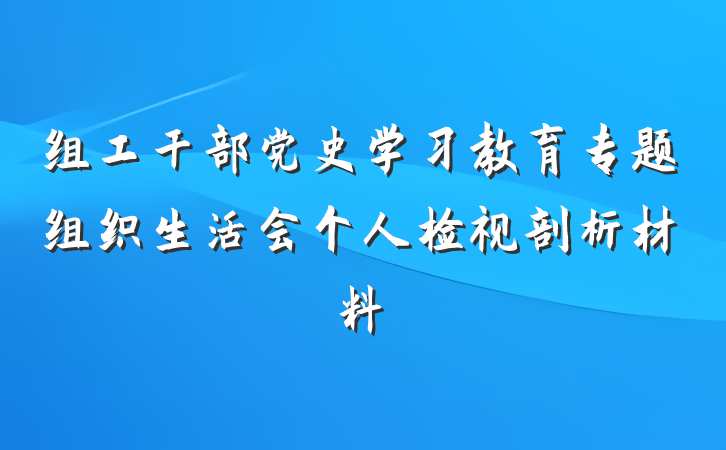 组工干部党史学习教育专题组织生活会个人检视剖析材料
