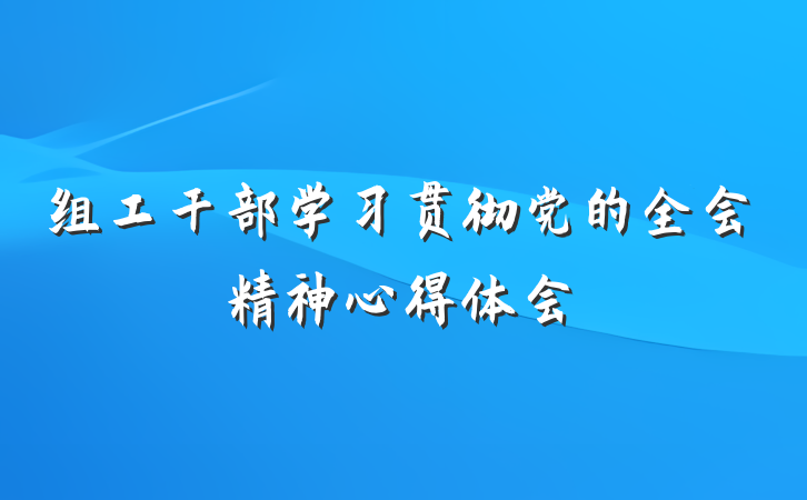 组工干部学习贯彻党的全会精神心得体会