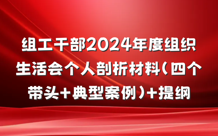 组工干部2024年度组织生活会个人剖析材料（四个带头+典型案例） 提纲
