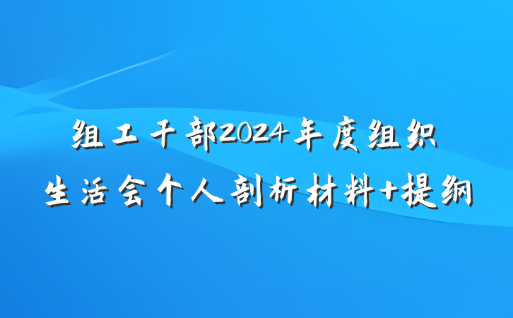 组工干部2024年度组织生活会个人剖析材料 提纲