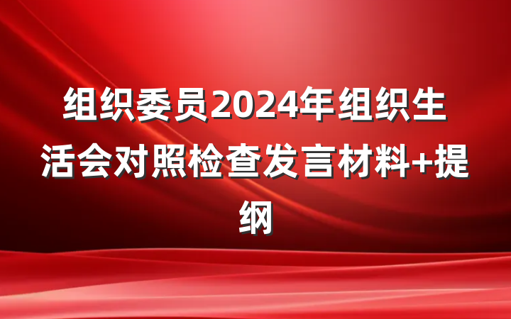 组织委员2024年组织生活会对照检查发言材料 提纲