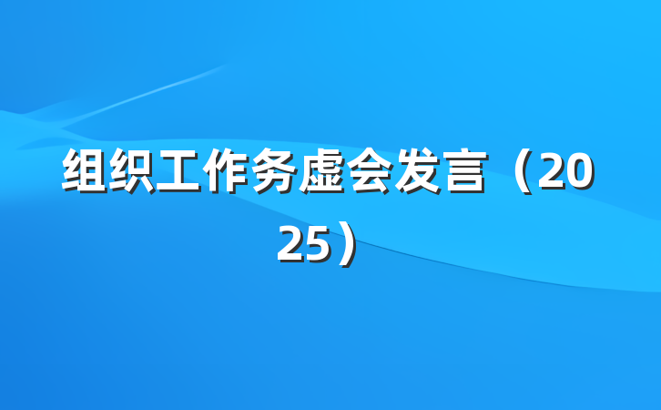 组织工作务虚会发言（2025）