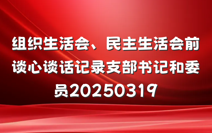 组织生活会、民主生活会前谈心谈话记录支部书记和委员20250319