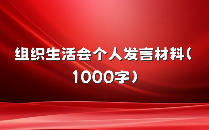 组织生活会个人发言材料（1000字）