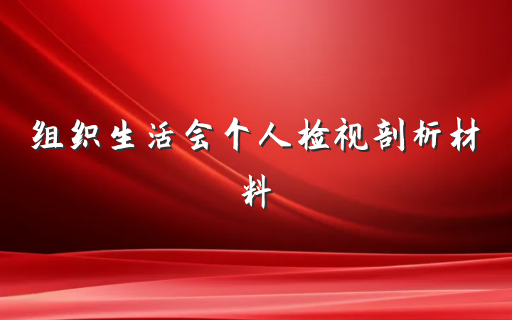 组织生活会个人检视剖析材料