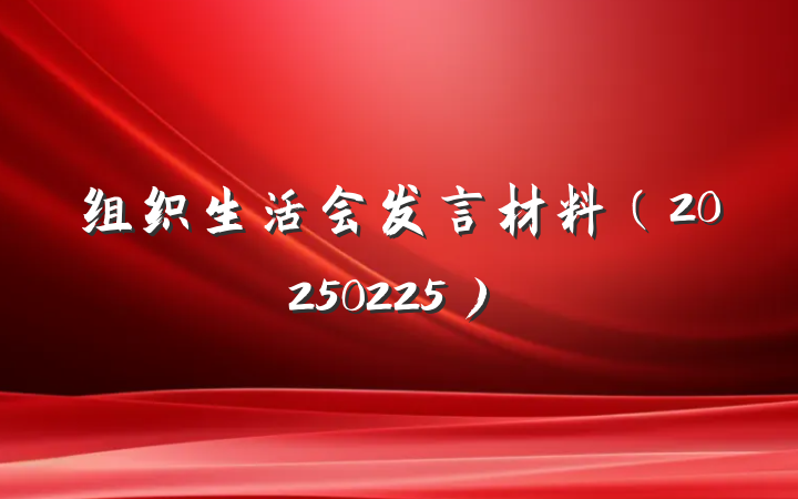 组织生活会发言材料（20250225）