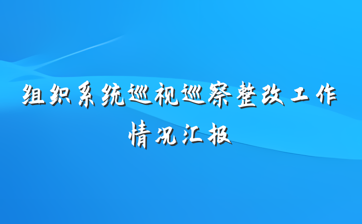 组织系统巡视巡察整改工作情况汇报