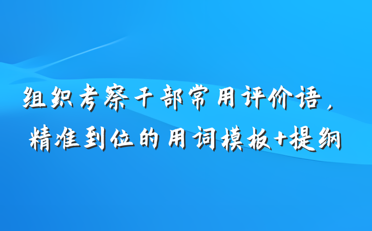 组织考察干部常用评价语，精准到位的用词模板 提纲