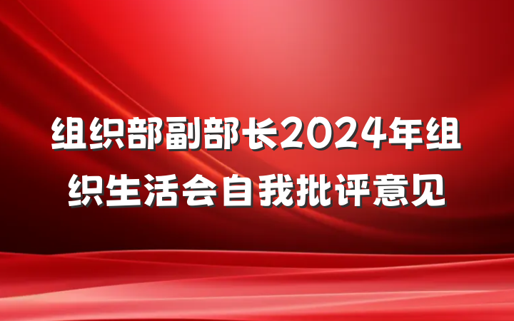 组织部副部长2024年组织生活会自我批评意见