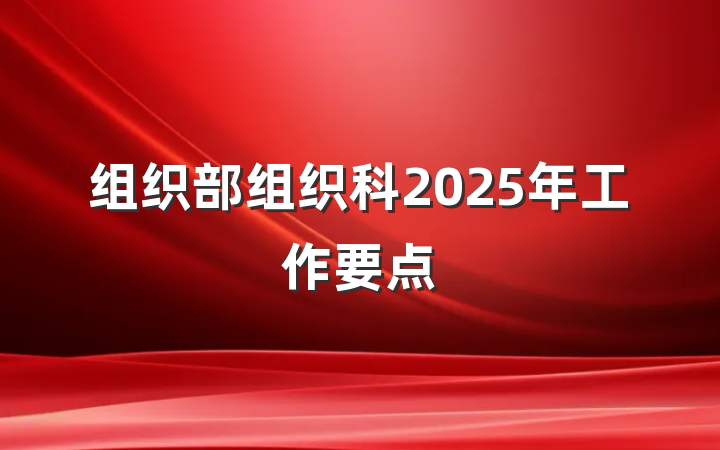 组织部组织科2025年工作要点