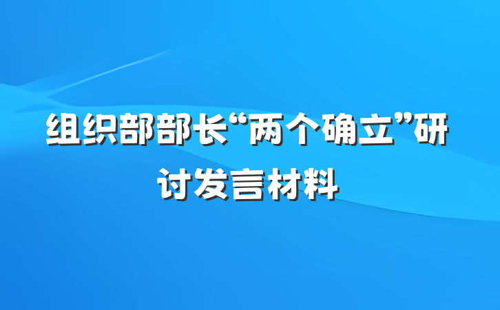 组织部部长“两个确立”研讨发言材料