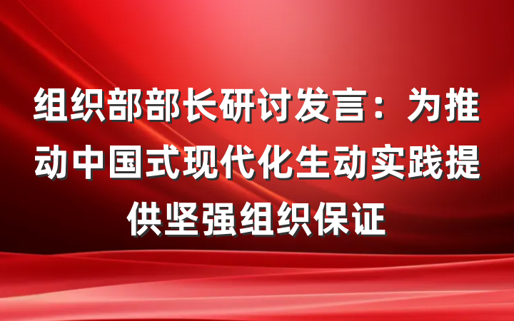 组织部部长研讨发言：为推动中国式现代化生动实践提供坚强组织保证