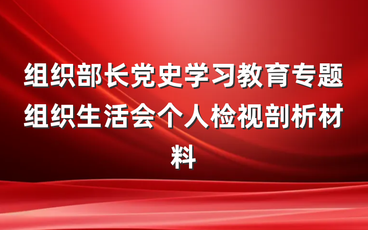 组织部长党史学习教育专题组织生活会个人检视剖析材料