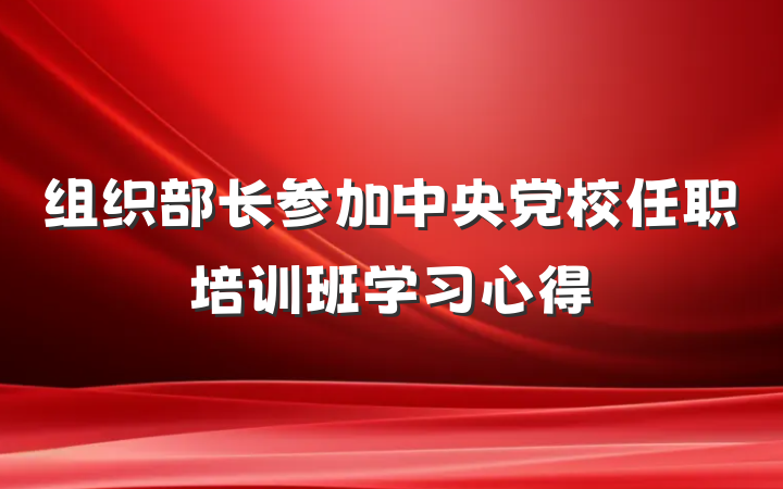组织部长参加中央党校任职培训班学习心得