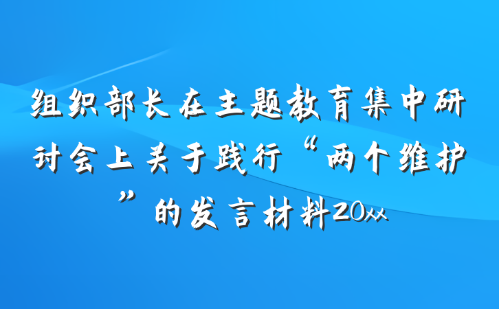 组织部长在主题教育集中研讨会上关于践行“两个维护”的发言材料20xx