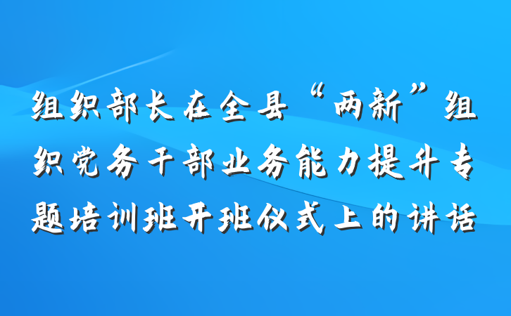 组织部长在全县“两新”组织党务干部业务能力提升专题培训班开班仪式上的讲话