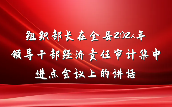 组织部长在全县202x年领导干部经济责任审计集中进点会议上的讲话