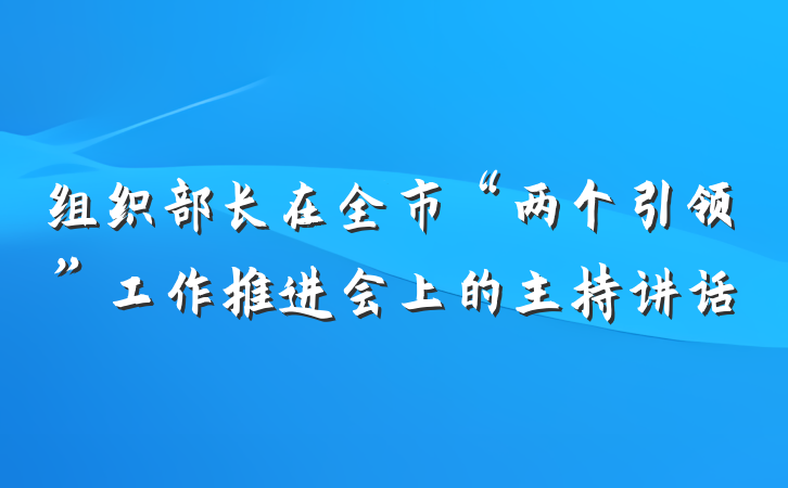 组织部长在全市“两个引领”工作推进会上的主持讲话