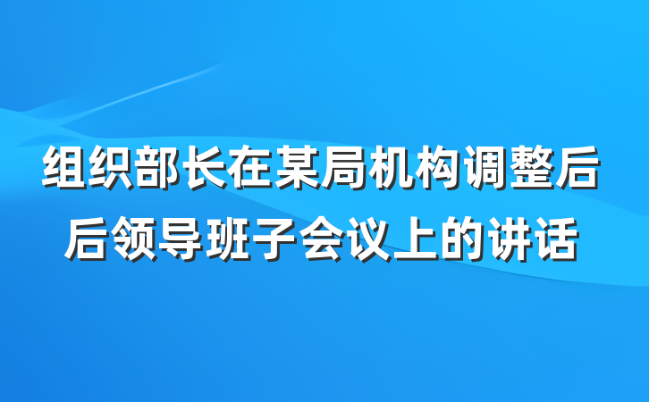 组织部长在某局机构调整后后领导班子会议上的讲话