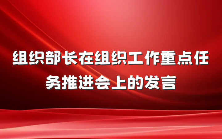 组织部长在组织工作重点任务推进会上的发言
