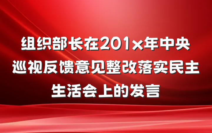 组织部长在201x年中央巡视反馈意见整改落实民主生活会上的发言