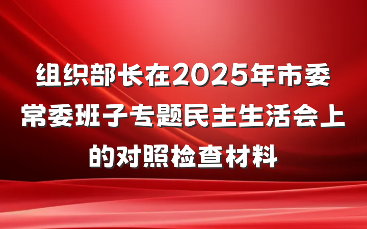 组织部长在2025年市委常委班子专题民主生活会上的对照检查材料