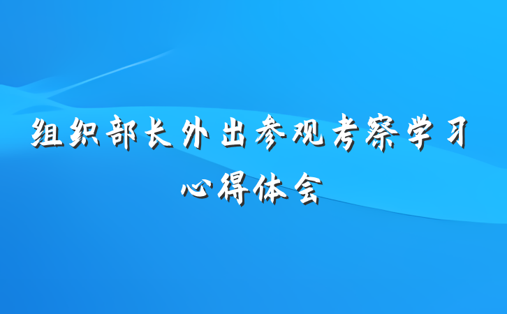 组织部长外出参观考察学习心得体会