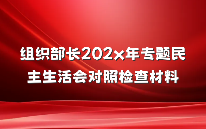 组织部长202x年专题民主生活会对照检查材料