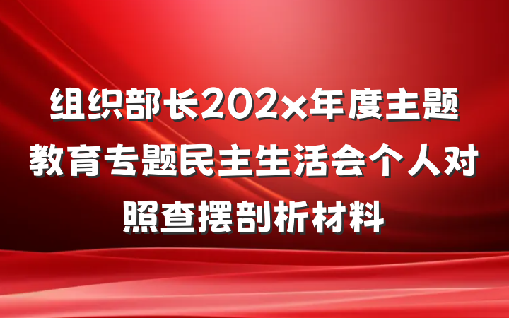 组织部长202x年度主题教育专题民主生活会个人对照查摆剖析材料