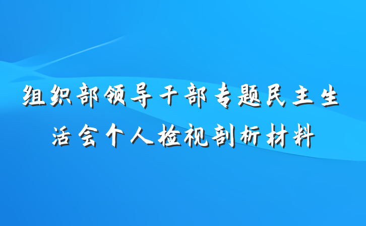 组织部领导干部专题民主生活会个人检视剖析材料