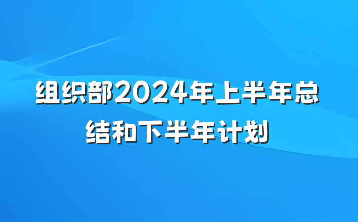 组织部2024年上半年总结和下半年计划