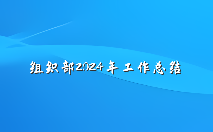 组织部2024年工作总结