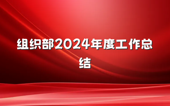 组织部2024年度工作总结